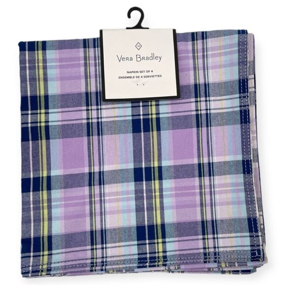 ~Vera Bradley Cotton Napkin & Oven Mitt Set in Amethyst Plaid NWT - Picture 8 of 8